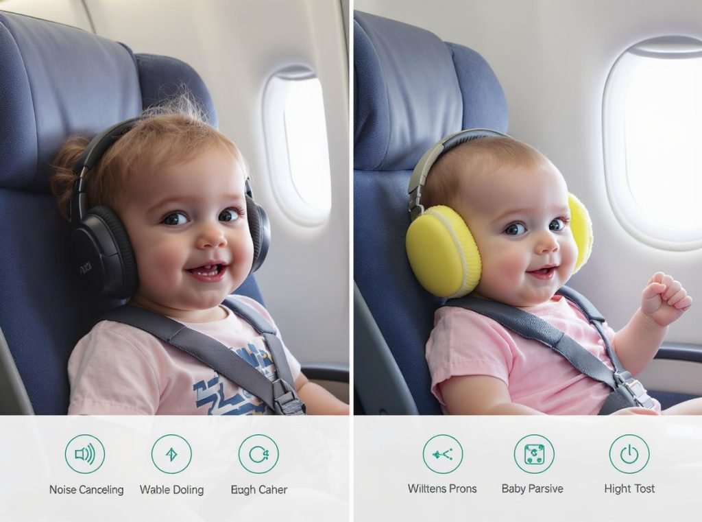 Comparison between noise-canceling headphones and passive ear defenders for children on airplanes