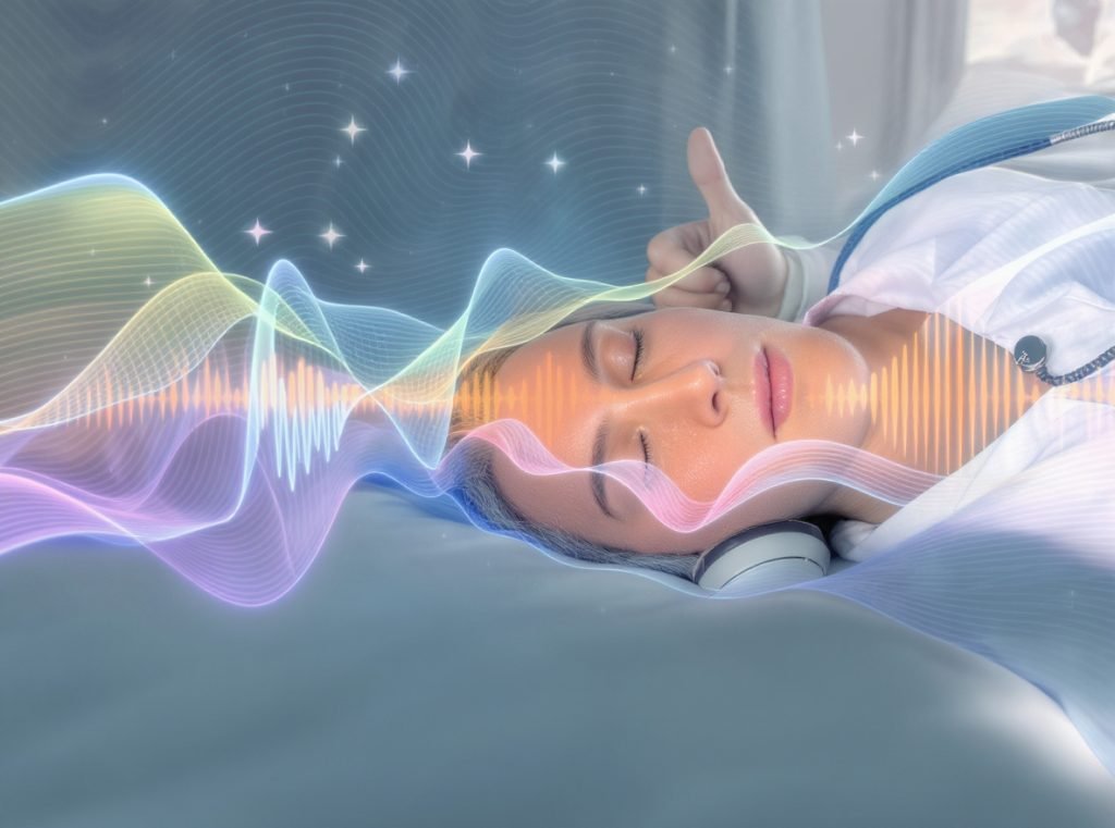 Person with tinnitus safely using headphones with medical approval