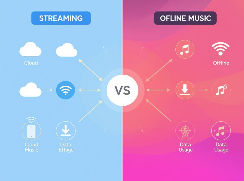 Streaming versus offline music playback comparison for smartwatch users