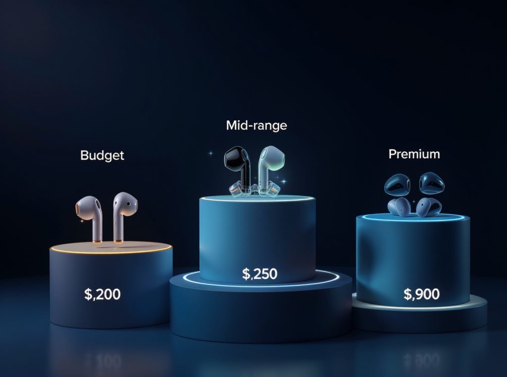 Price comparison of budget vs premium earbuds for commuting value analysis