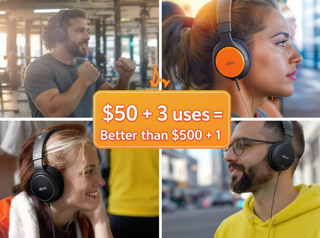 Budget headphones showing best use cases including exercise, travel, and casual listening scenarios