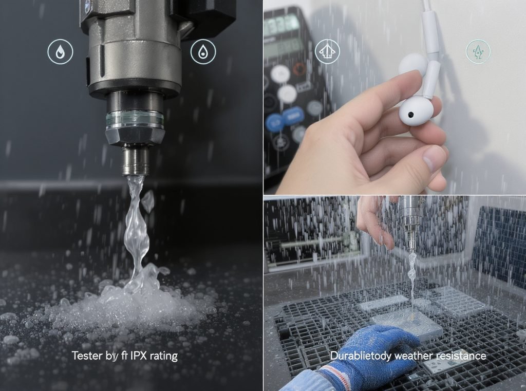 Water resistance testing for motorcycle earbuds IPX ratings