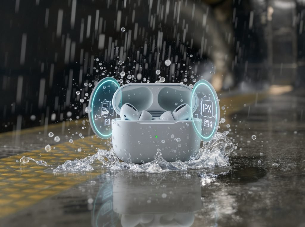 Water resistant earbuds for commuting - IPX4 protection against rain and sweat