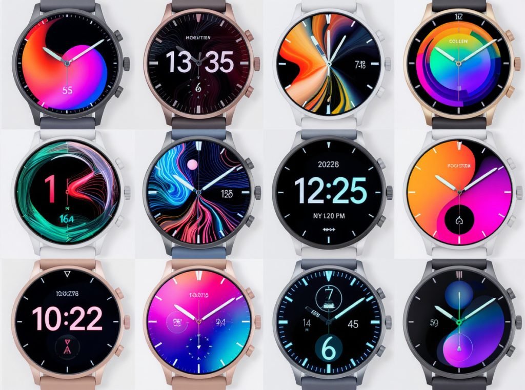 2025 trending smartwatch face designs with modern aesthetics and vibrant colors
