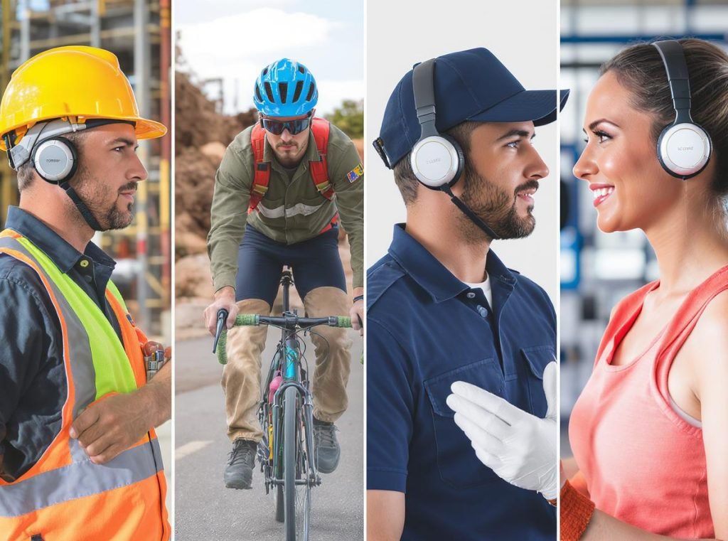Multiple industries and professionals using bone conduction headphones for work