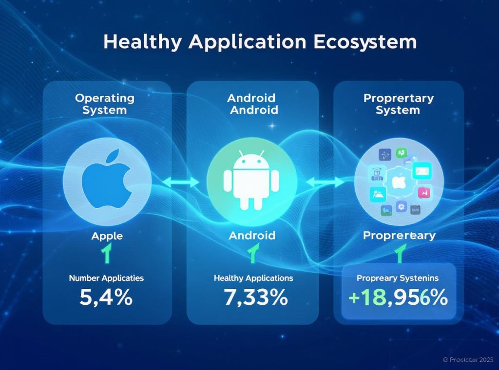 Smartwatch operating system comparison for health apps including watchOS, Wear OS, and proprietary platforms