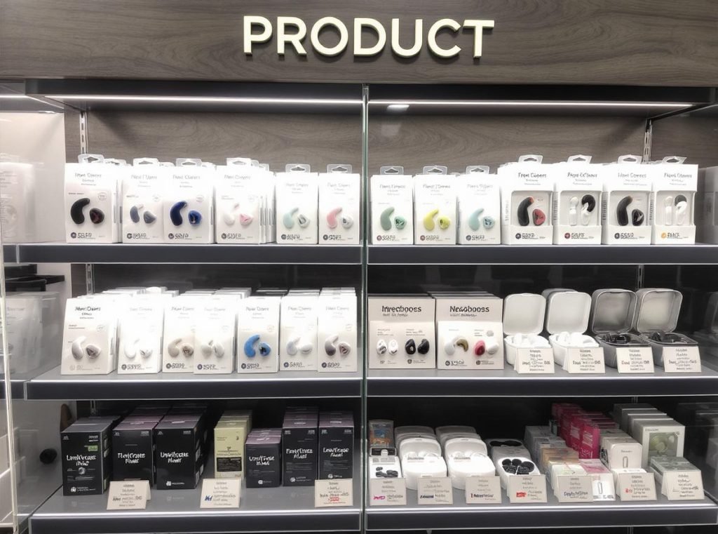 Different types of professional in-ear monitors from universal to custom models