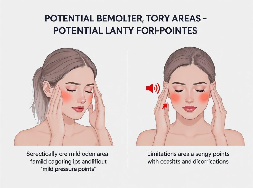 Educational diagram showing bone conduction headphones limitations and potential discomfort areas