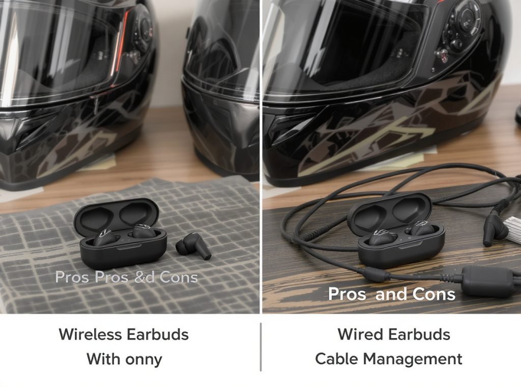 Wireless vs wired earbuds comparison for motorcycle riders