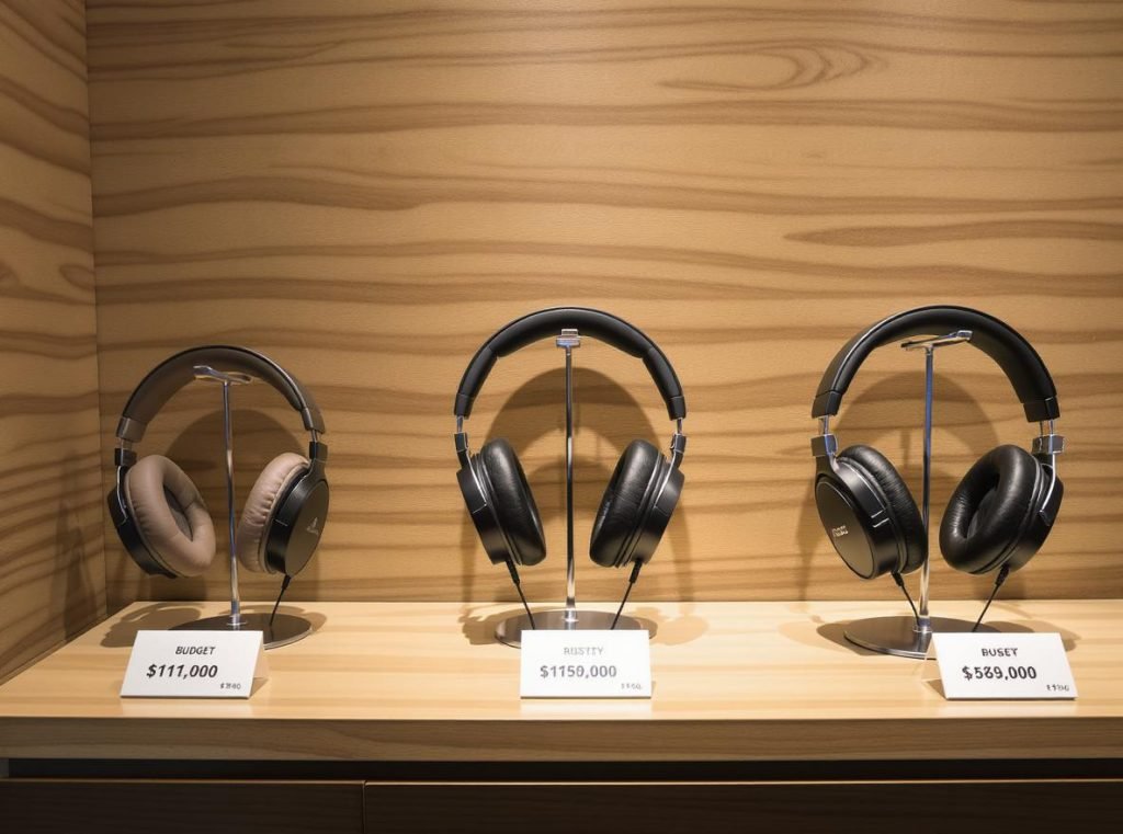 Different price tiers of noise-cancelling headphones from budget to premium models