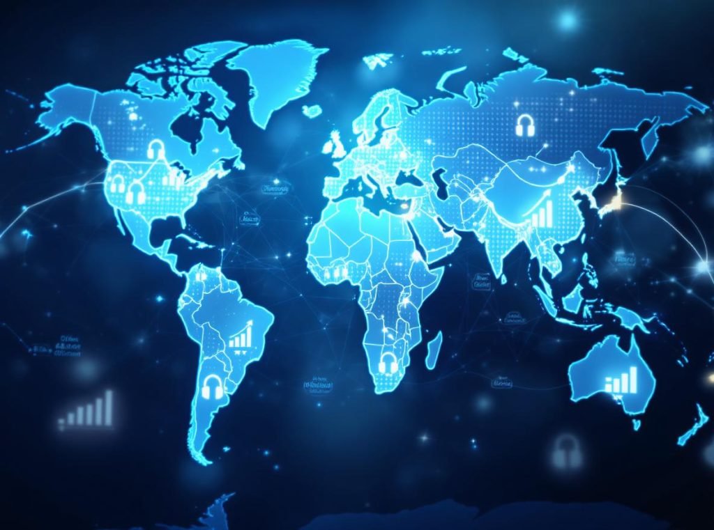 Global headphone market visualization showing evolution into 61 billion dollar industry with worldwide growth
