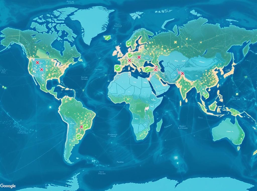Global map showing LTE smartwatch international compatibility limitations and regional restrictions