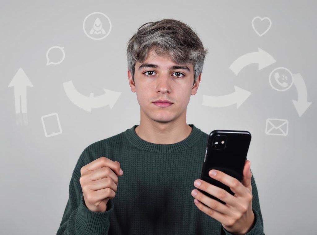 Teenager considering transition from smartwatch to smartphone showing maturity