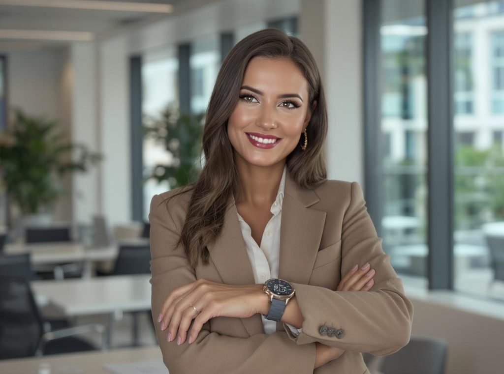 Professional woman wearing elegant smartwatch representing the perfect balance of style and functionality