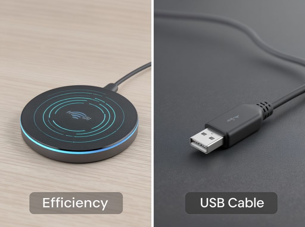 Wireless vs wired charging earbuds comparison efficiency speed convenience trade-offs