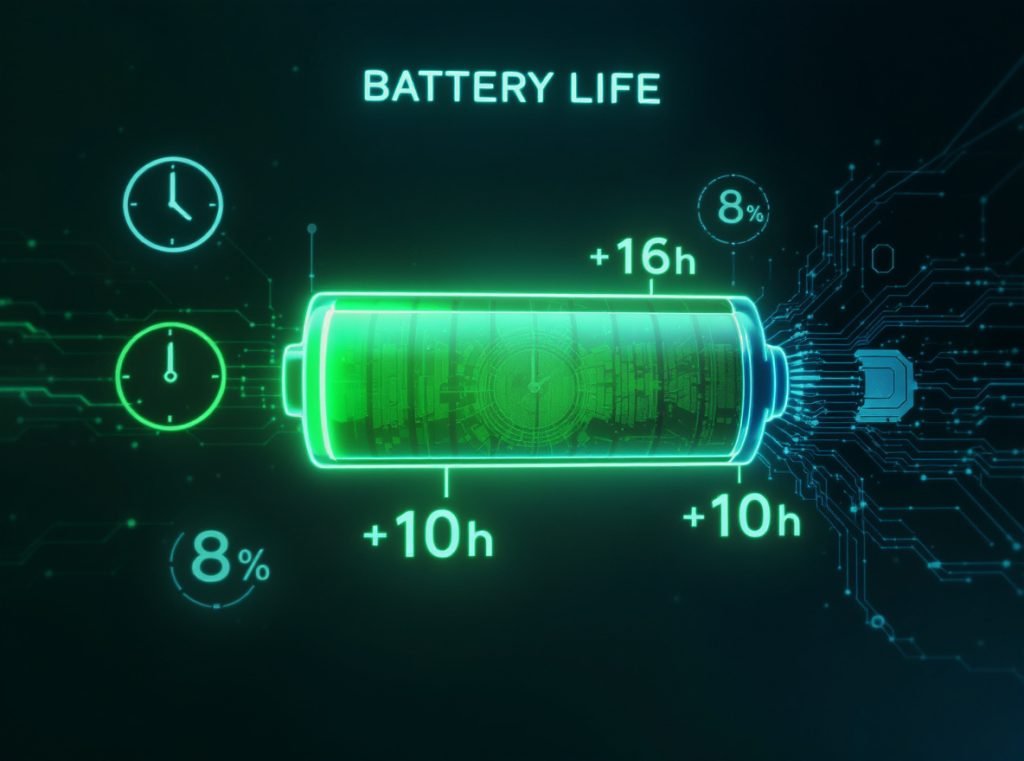 Sleep earbuds battery life comparison chart showing 8-16 hour ranges