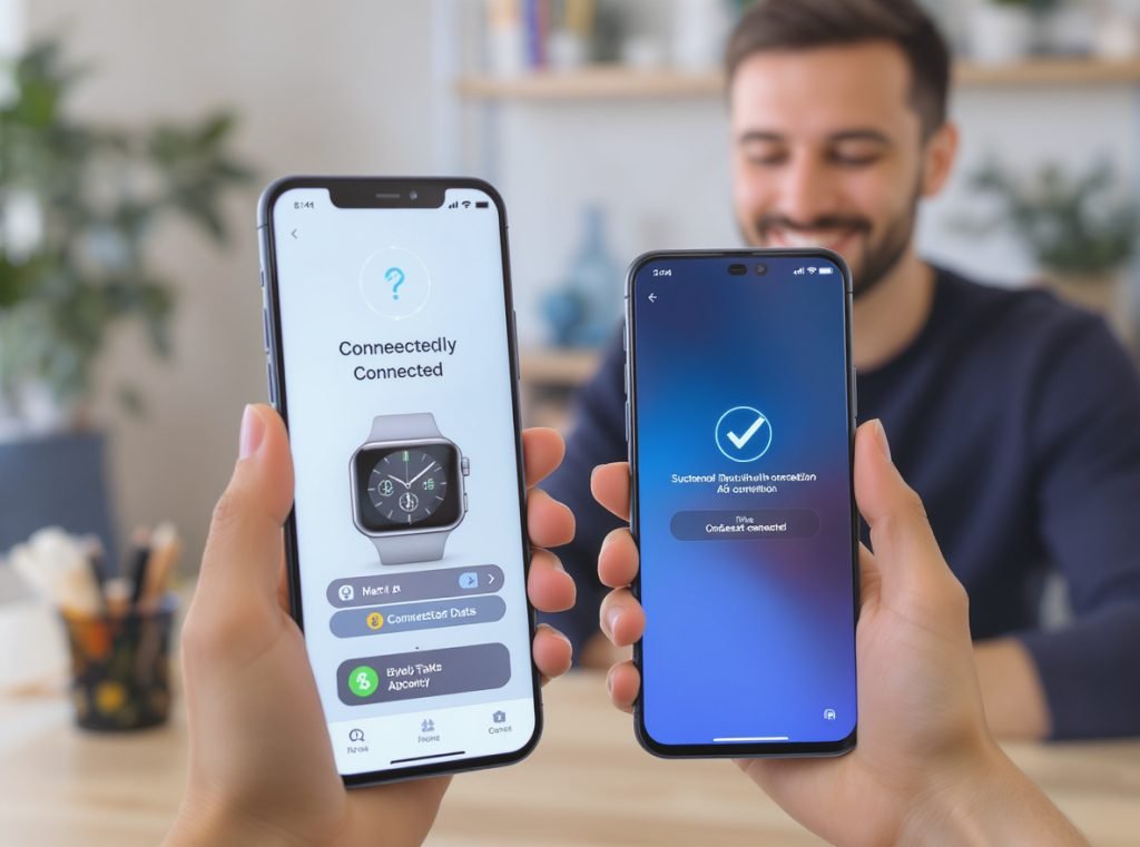 Successfully paired smartwatch and Android phone showing synchronized features