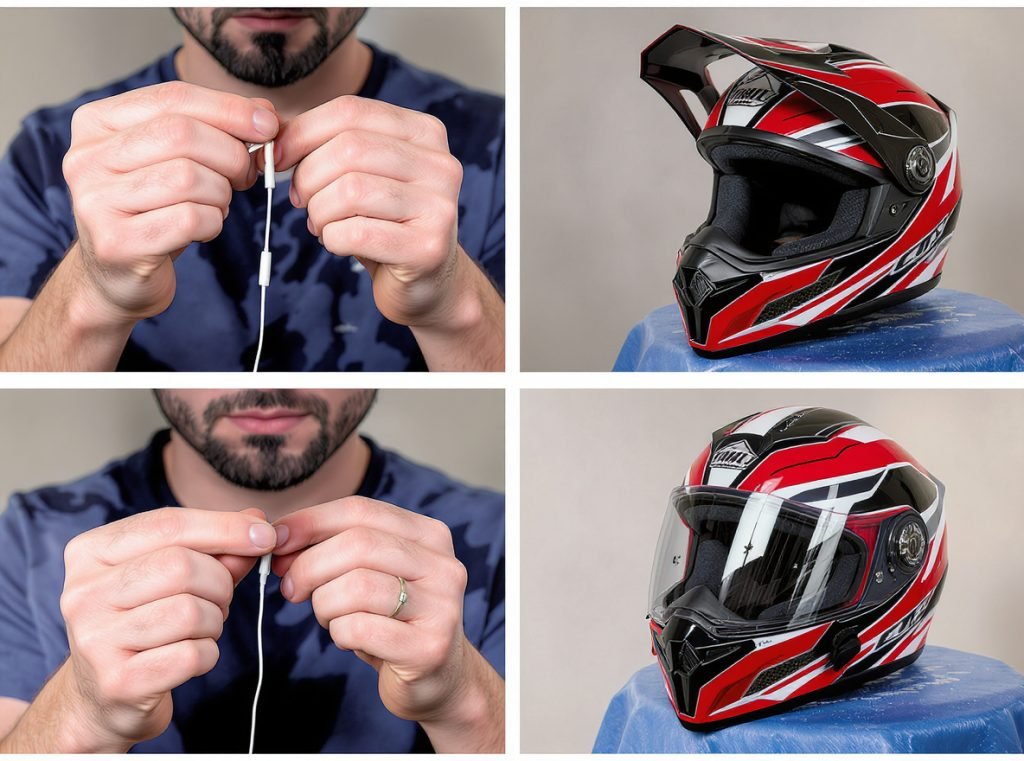 Proper installation technique for motorcycle earbuds under helmet
