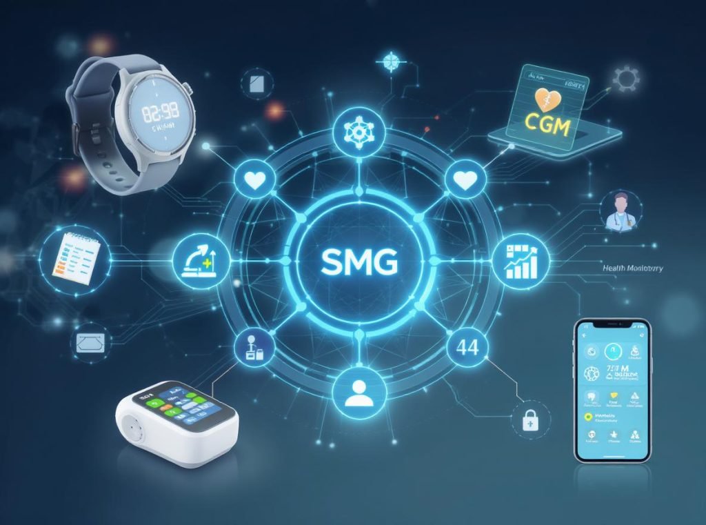 Comprehensive glucose monitoring solution combining smartwatches CGM devices and healthcare integration