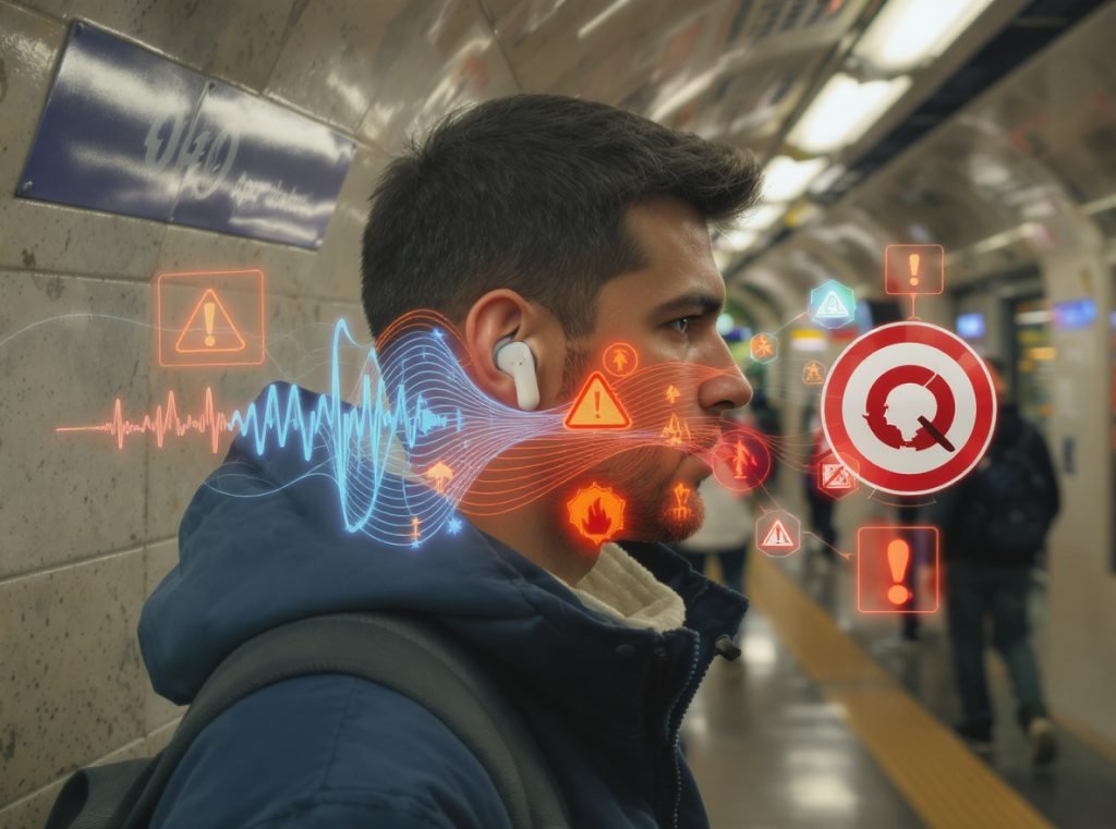 Transparency mode earbuds for commuting safety - ambient sound awareness
