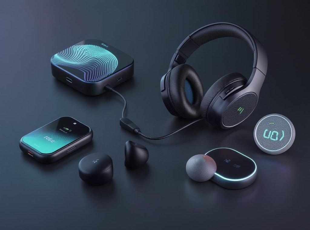 Future audio technology trends showing advanced wireless and smart audio devices