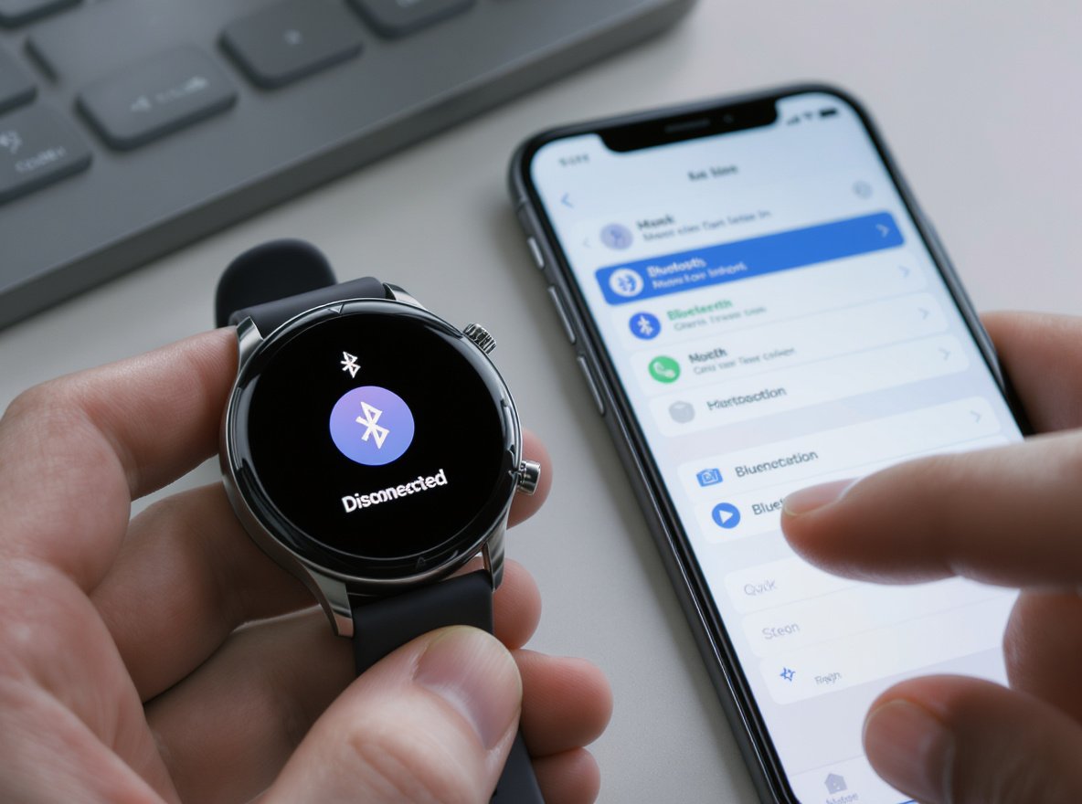 Smartwatch syncing troubleshooting guide - disconnected device with smartphone bluetooth settings