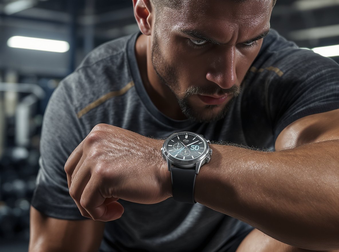 Professional athlete wearing Garmin Fenix sports watch during training
