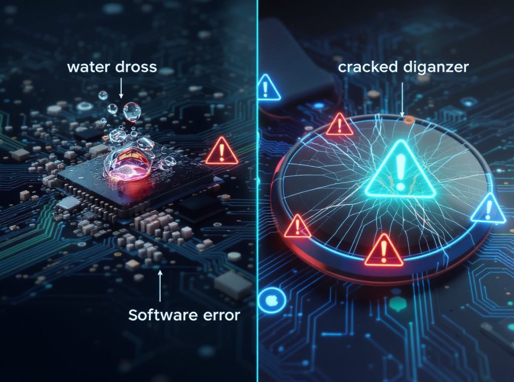 Common causes of smartwatch touchscreen failures including water damage and software issues