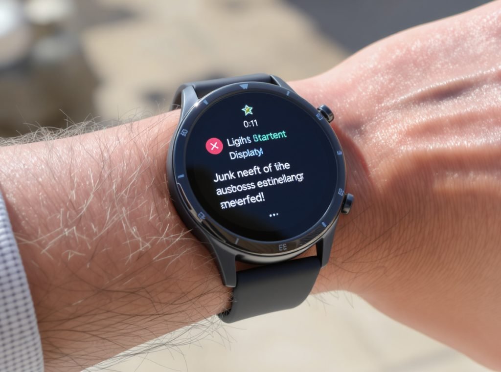 Smartwatch notification display features - brightness and readability in sunlight
