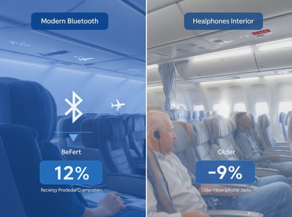 Modern vs older airplane Bluetooth headphone compatibility comparison