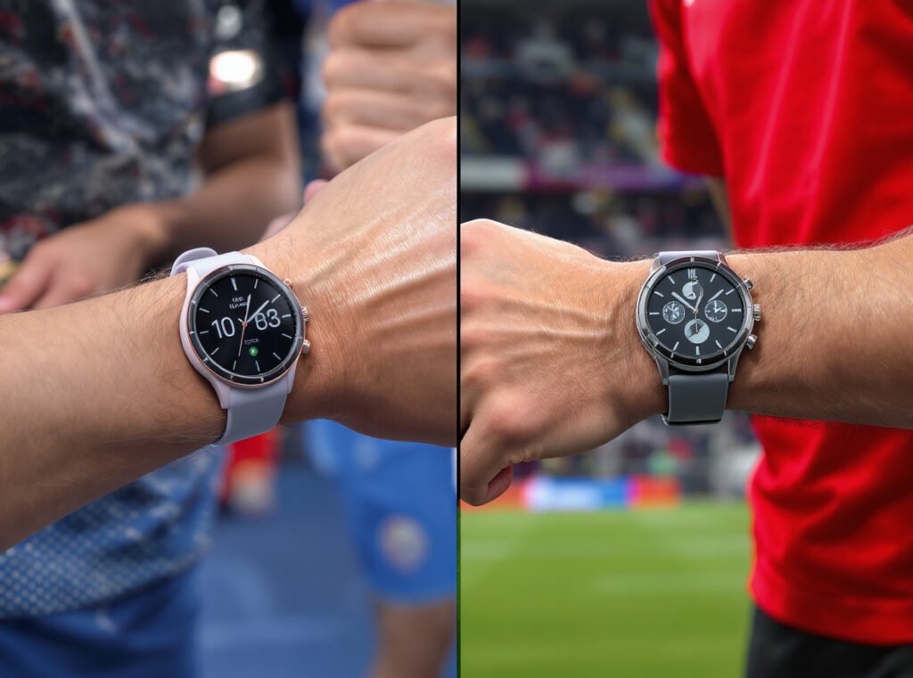 Professional athletes comparing Garmin Fenix vs Apple Watch Samsung