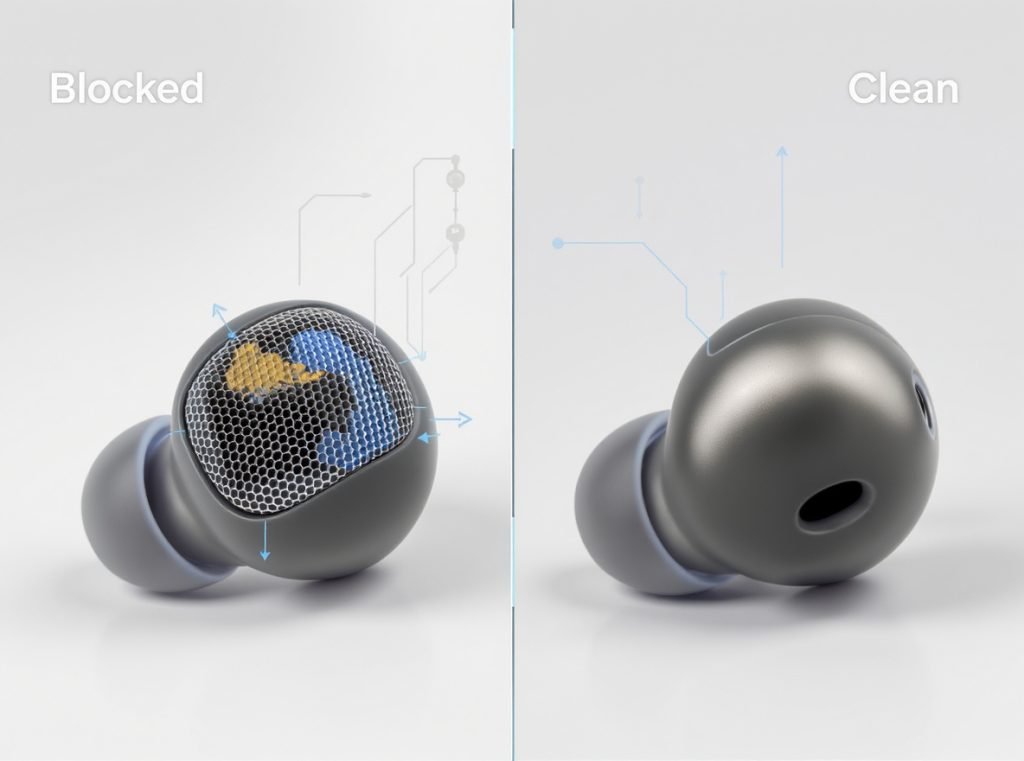 Common causes of quiet wireless earbuds - earwax buildup and connection issues