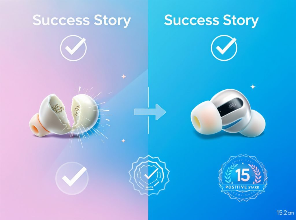 Successful earbud troubleshooting completion and repair summary