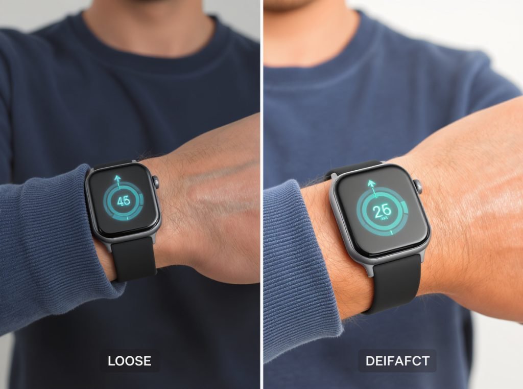 Proper vs improper smartwatch fit affecting step tracking accuracy