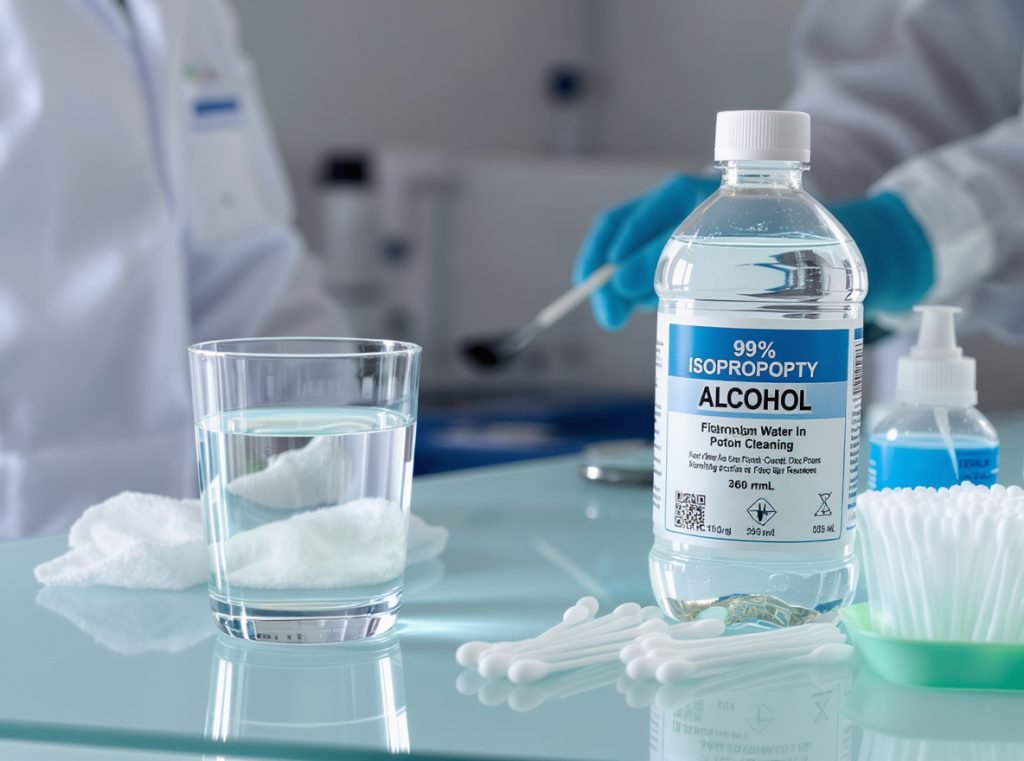 Cleaning solutions for water-damaged earbuds - distilled water and 99% isopropyl alcohol
