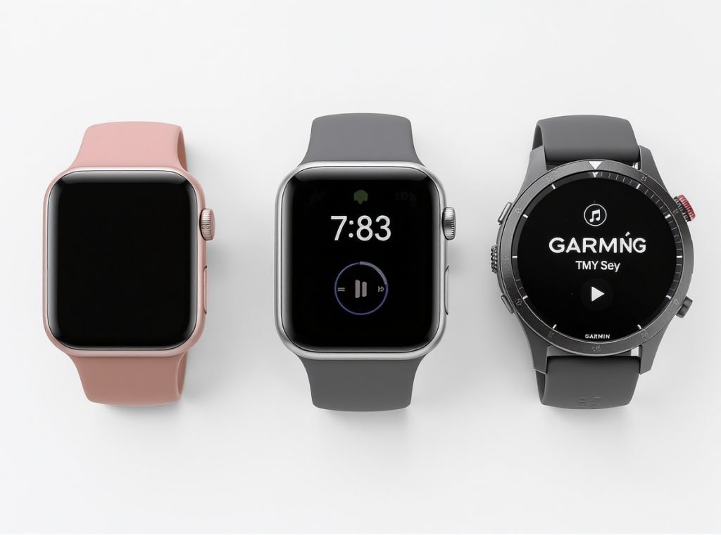 Comparison of different smartwatch brands and their music storage capabilities