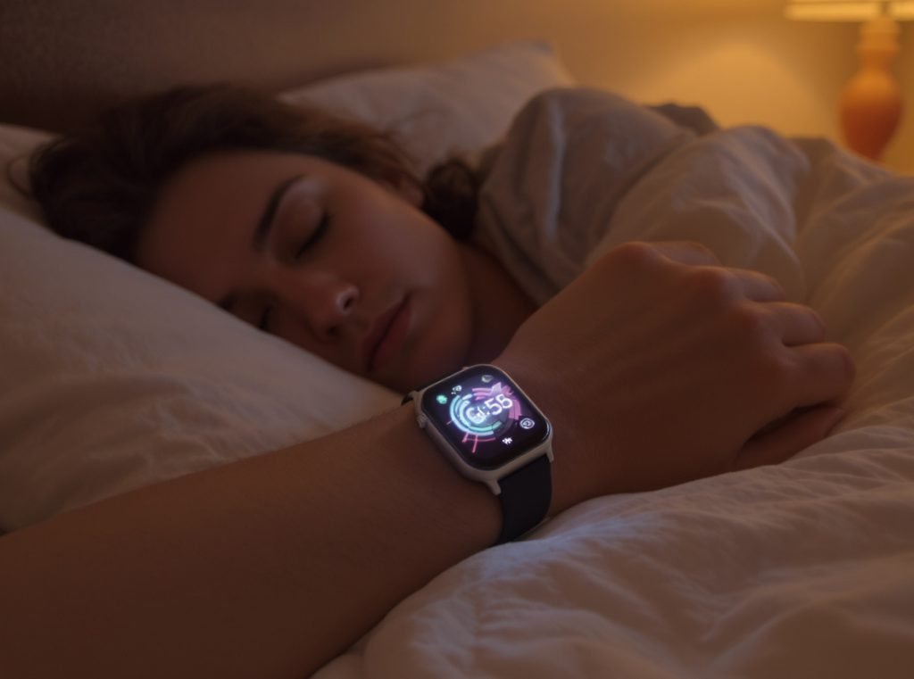 Silent smartwatch vibration alarm waking person without disturbing partner