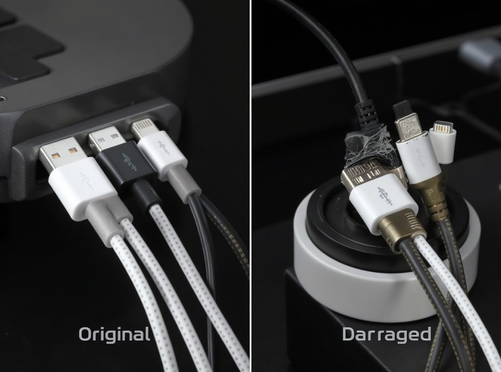 Original smartwatch charger cable damage comparison testing