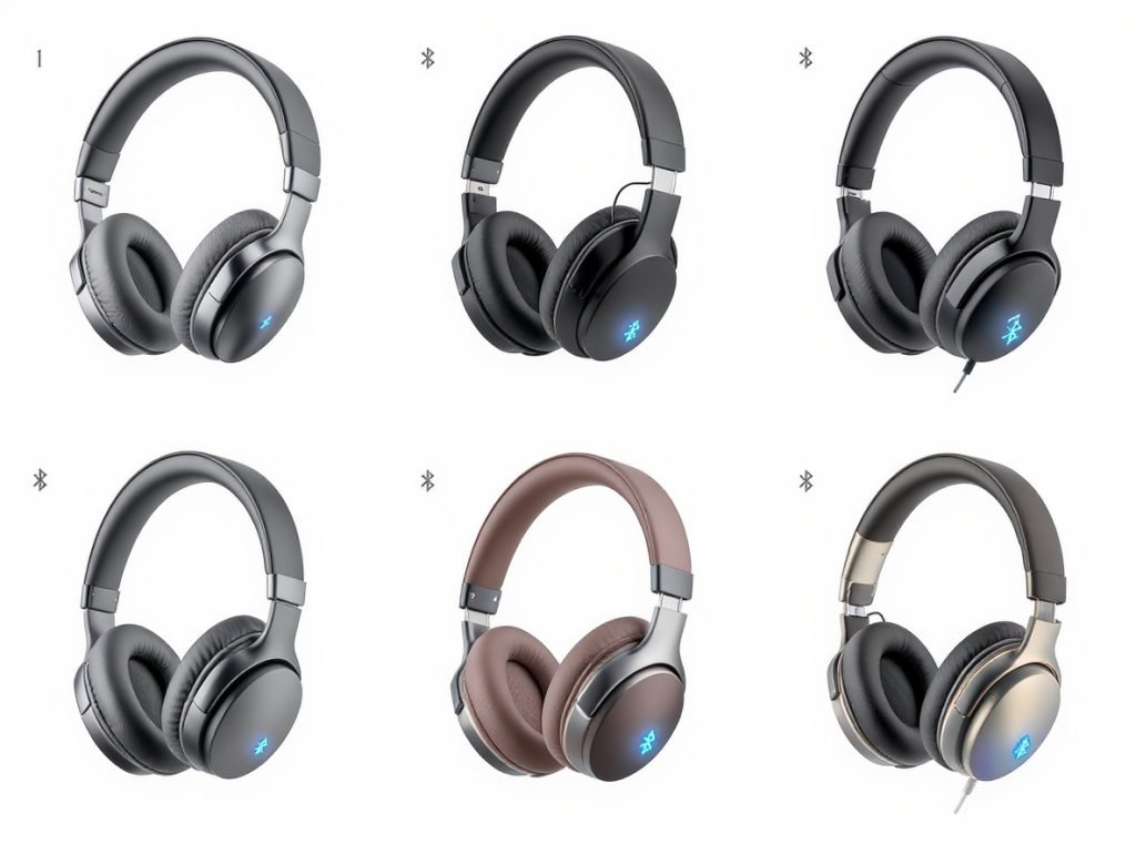 Collection of multipoint-enabled Bluetooth headphones from various premium brands