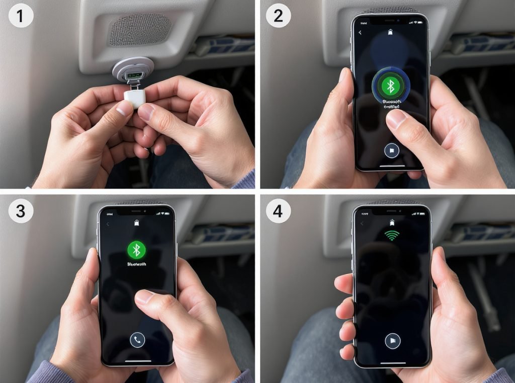 Step-by-step guide using Bluetooth adapter on airplane