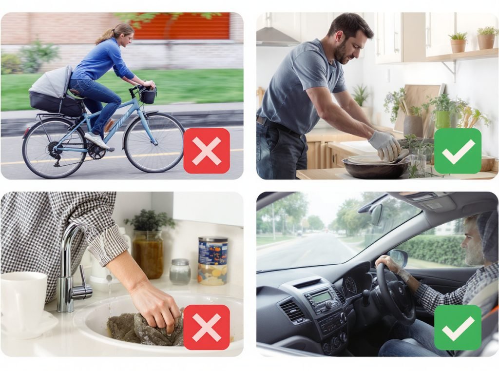 Activities that cause smartwatch step tracking errors cycling stroller dishes