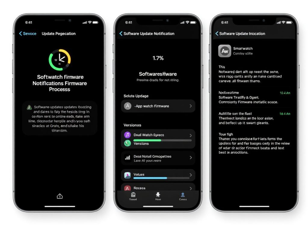 Software update screens for smartwatch and companion app troubleshooting