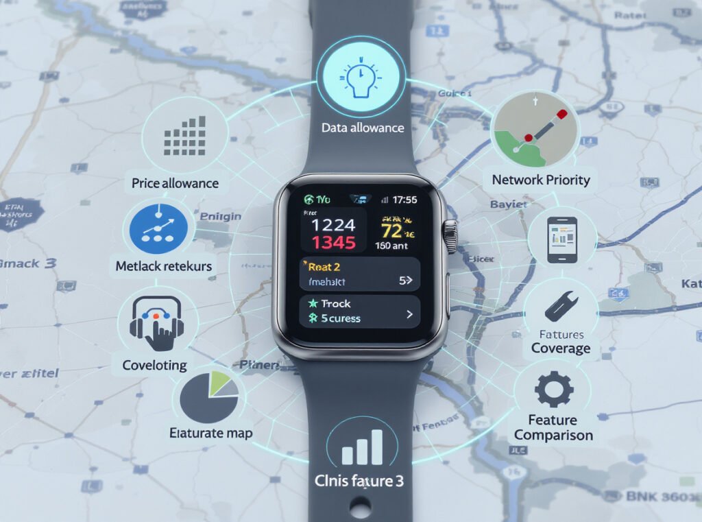 Key factors affecting smartwatch cellular plan pricing including data and network priority