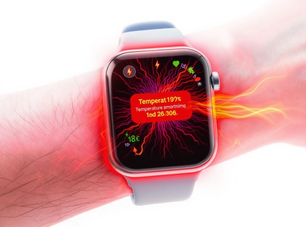 Smartwatch overheating problems showing temperature warnings and thermal
management issues