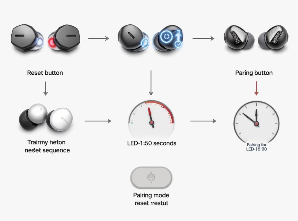 Earbud factory reset process steps and button locations guide