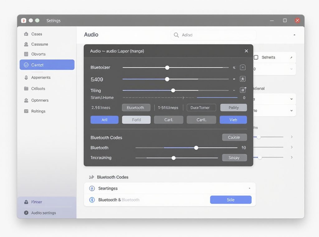 Audio settings interface showing equalizer and codec options