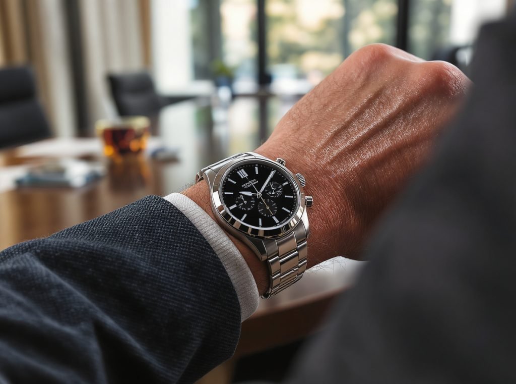 Professional wearing durable metal smartwatch band showing long-term comfort and appearance