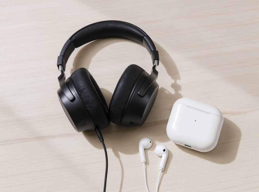 Clean well-maintained headphones and earbuds representing proper care and maintenance results